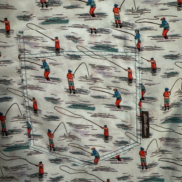 Eddie Bauer Classic Fit Short Sleeve Button Down Blue Fishing Men’s Size XL - Picture 3 of 5